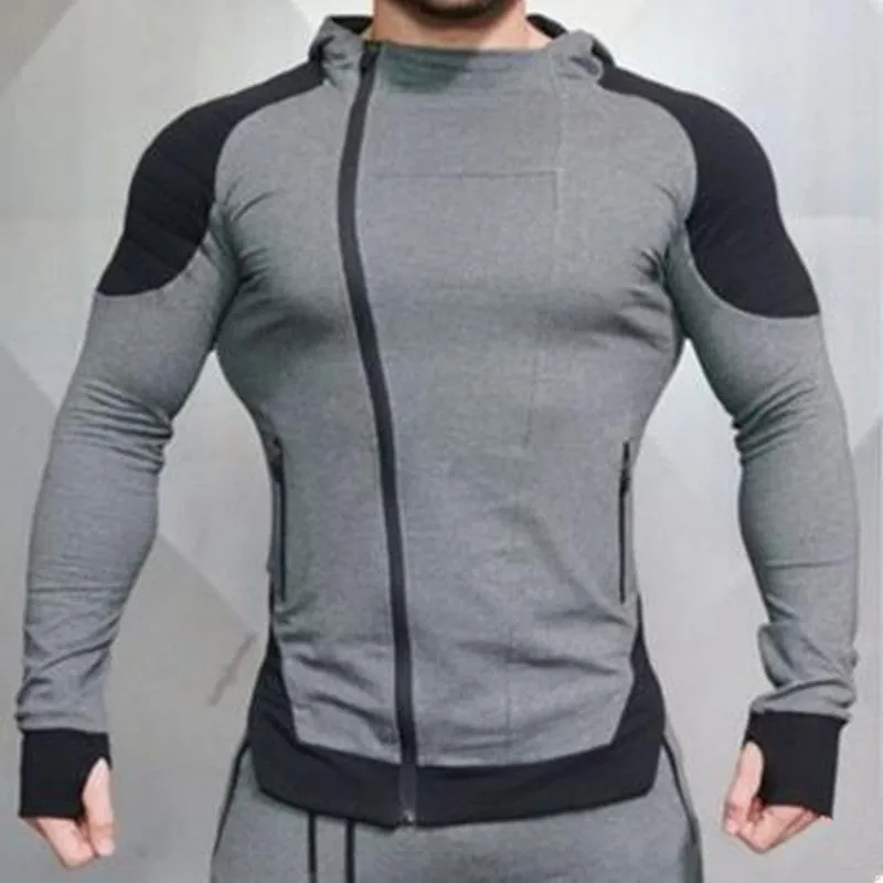 New Gyms slim fit hoodie for men, 95% cotton pullover in black, sizes M to XXL