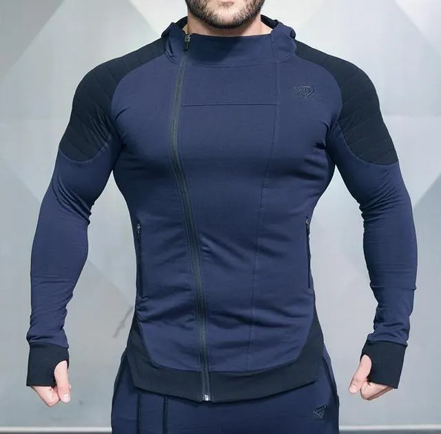 New Gyms slim fit hoodie for men, 95% cotton pullover in black, sizes M to XXL