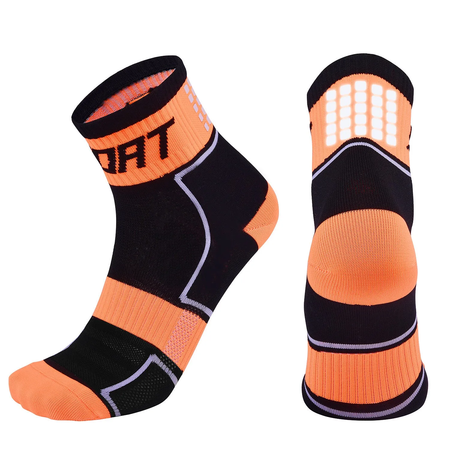 Reflective cycling socks in orange – nylon silk anti-friction bicycle socks with medium thickness