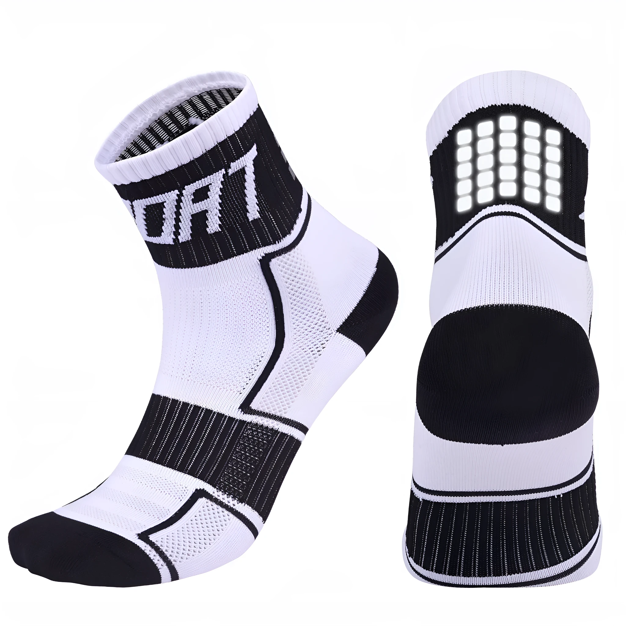 Reflective cycling socks in orange – nylon silk anti-friction bicycle socks with medium thickness