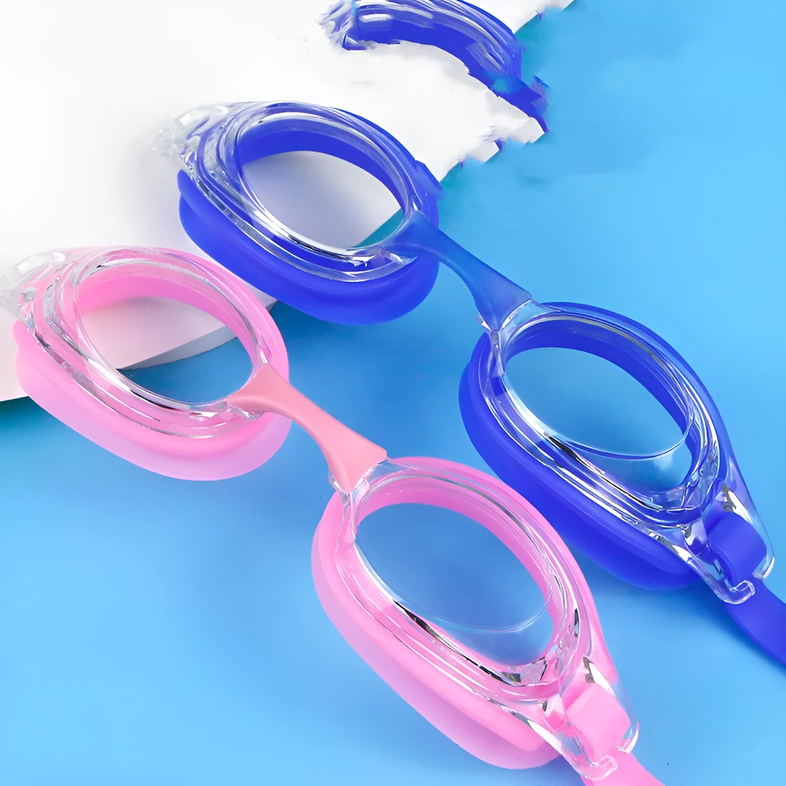 Black HD anti-fog swimming goggles and myopia goggles from 200 to 600 degrees with a case.