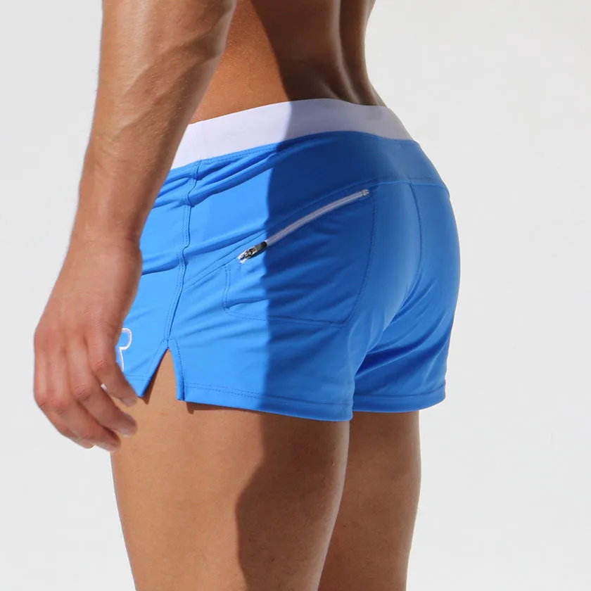 Men's cotton sports boxer shorts in six colours with elastic waistband, available in sizes S to XXL