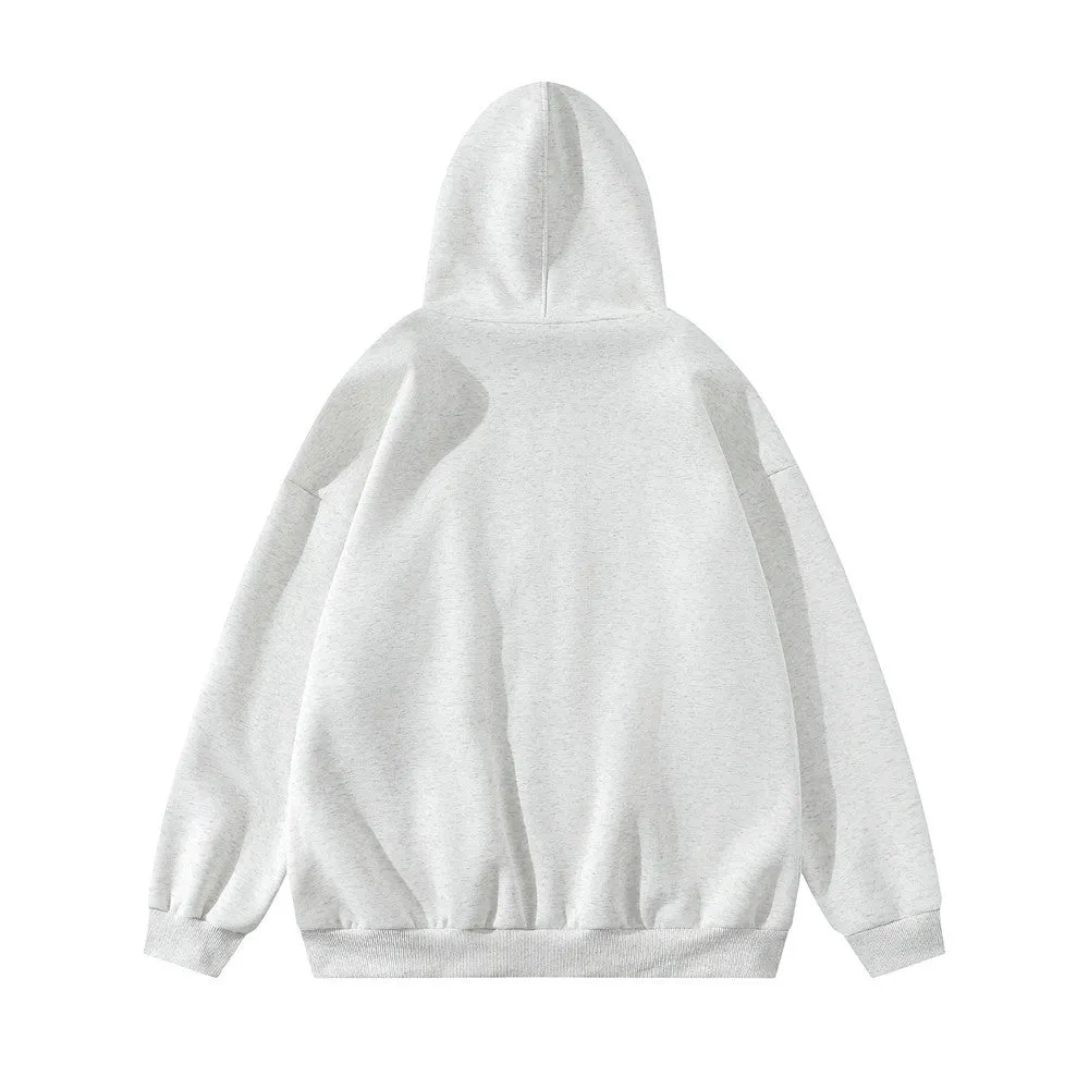 Men's pentagram geometry paste cloth embroidery hooded cardigan sweater in cotton blend loose fit black color