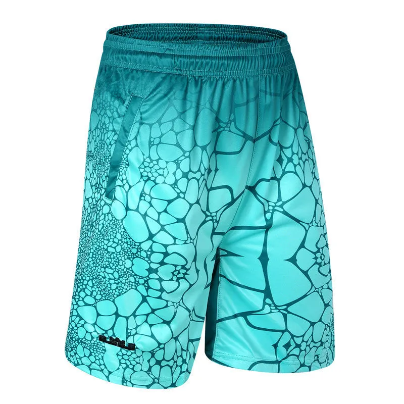 Men's loose fit hip-hop basketball shorts in green with five-point length