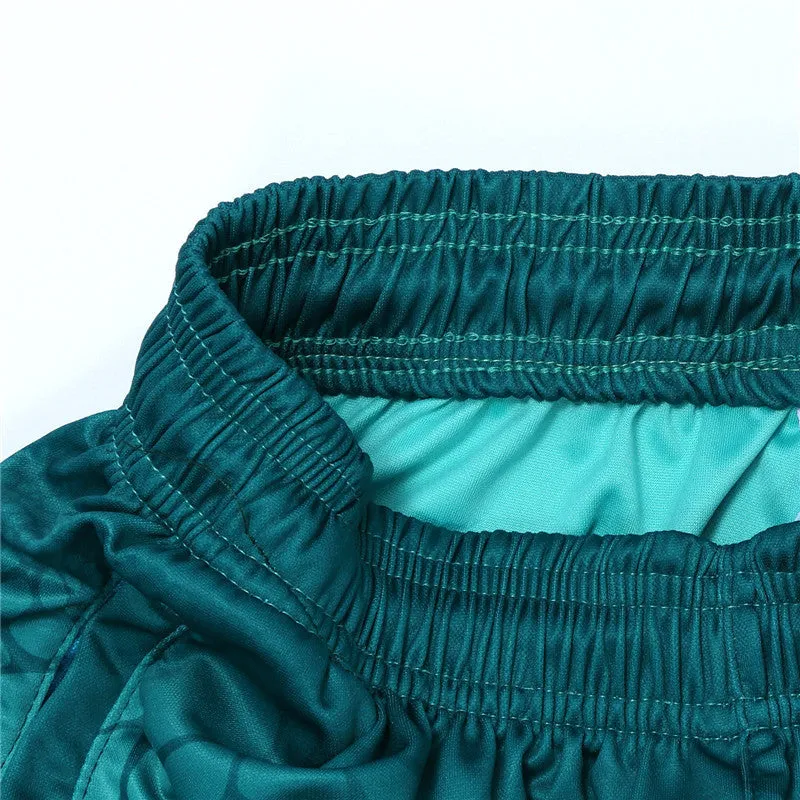 Men's loose fit hip-hop basketball shorts in green with five-point length