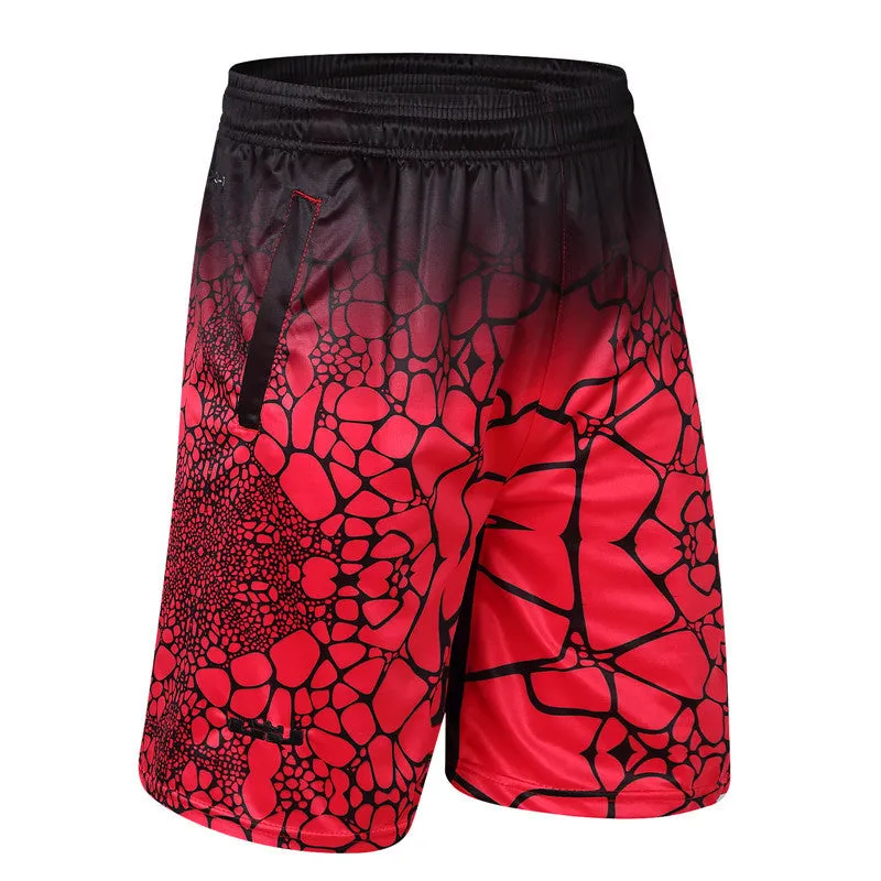 Men's loose fit hip-hop basketball shorts in green with five-point length
