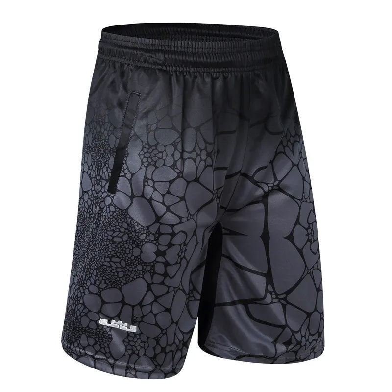 Men's loose fit hip-hop basketball shorts in green with five-point length