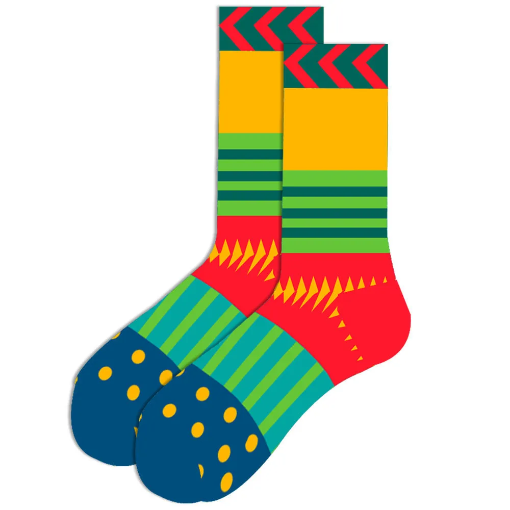 Men's cotton tube socks with jacquard cartoon pattern, 80% cotton, breathable autumn style