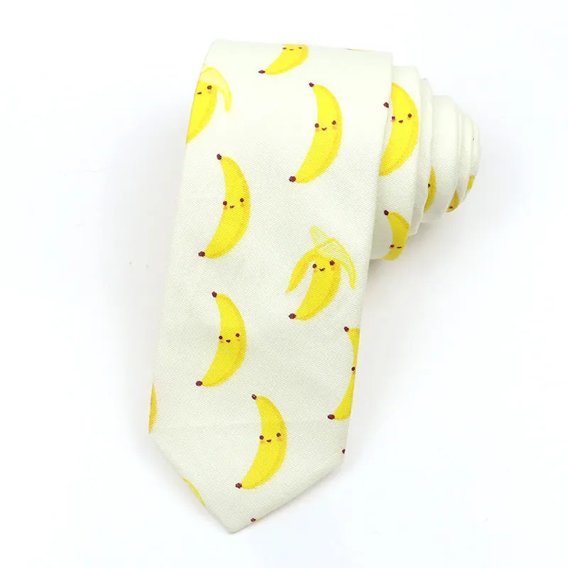 Korean style narrow men's cotton bow tie with cartoon pattern print in various colour options