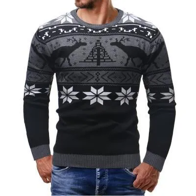 Christmas fawn sweater slim fit round neck mohair blend printed pullover in red colour option