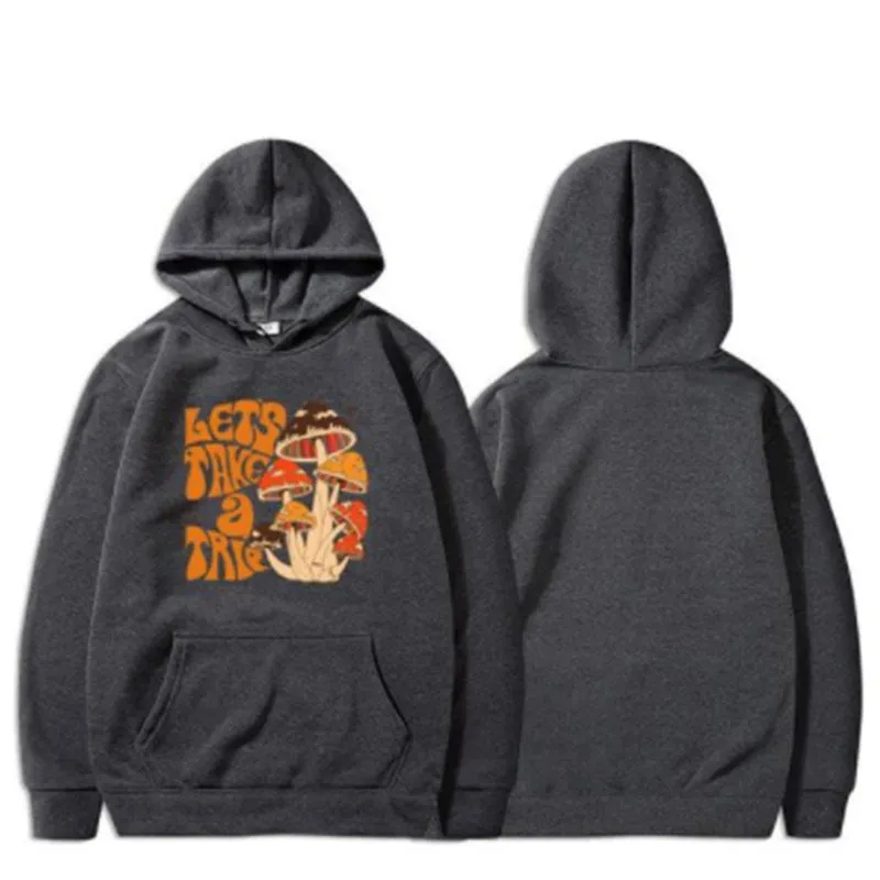 Men's hoodie pullover loose fit short sleeve autumn polyester fibre front view