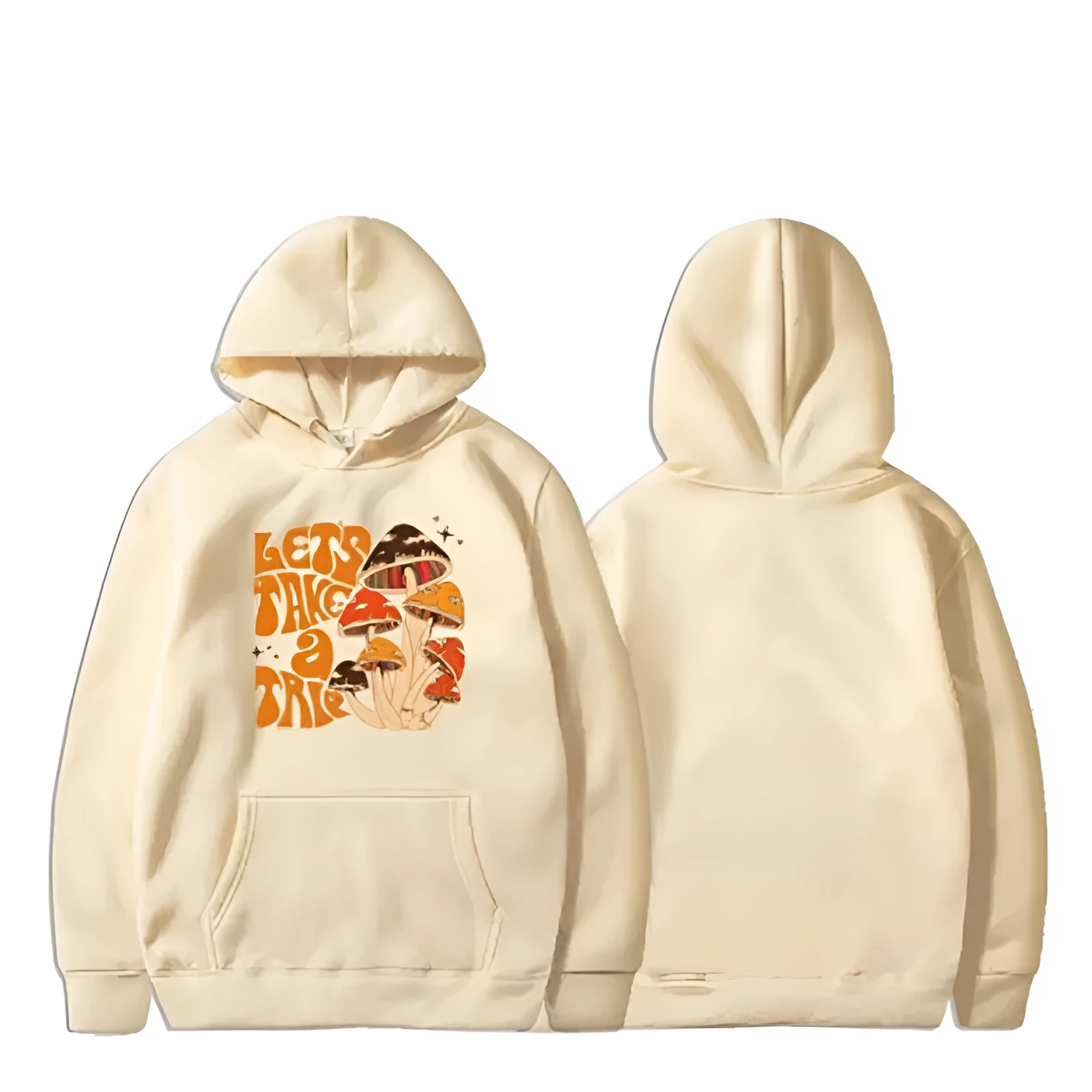 Men's hoodie pullover loose fit short sleeve autumn polyester fibre front view