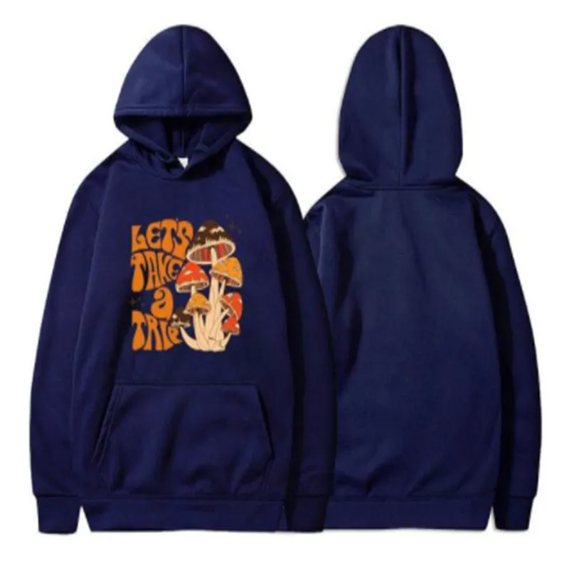 Men's hoodie pullover loose fit short sleeve autumn polyester fibre front view