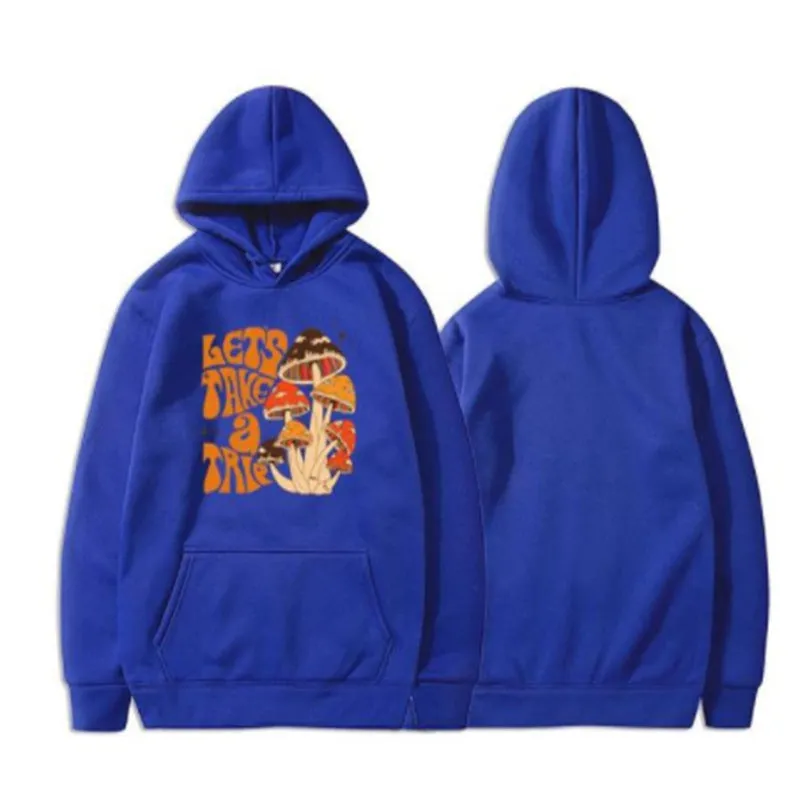 Men's hoodie pullover loose fit short sleeve autumn polyester fibre front view