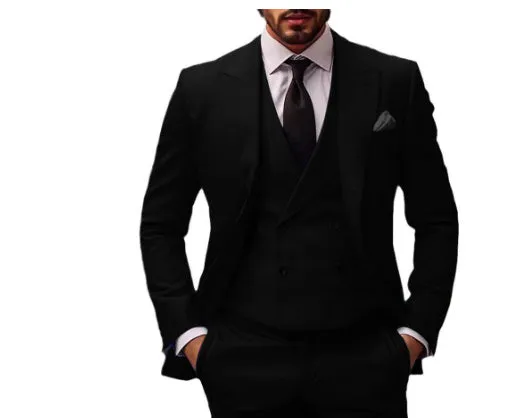 Plus size women's three-piece dress suit in cotton blend with vest jacket pants, available in multiple colours