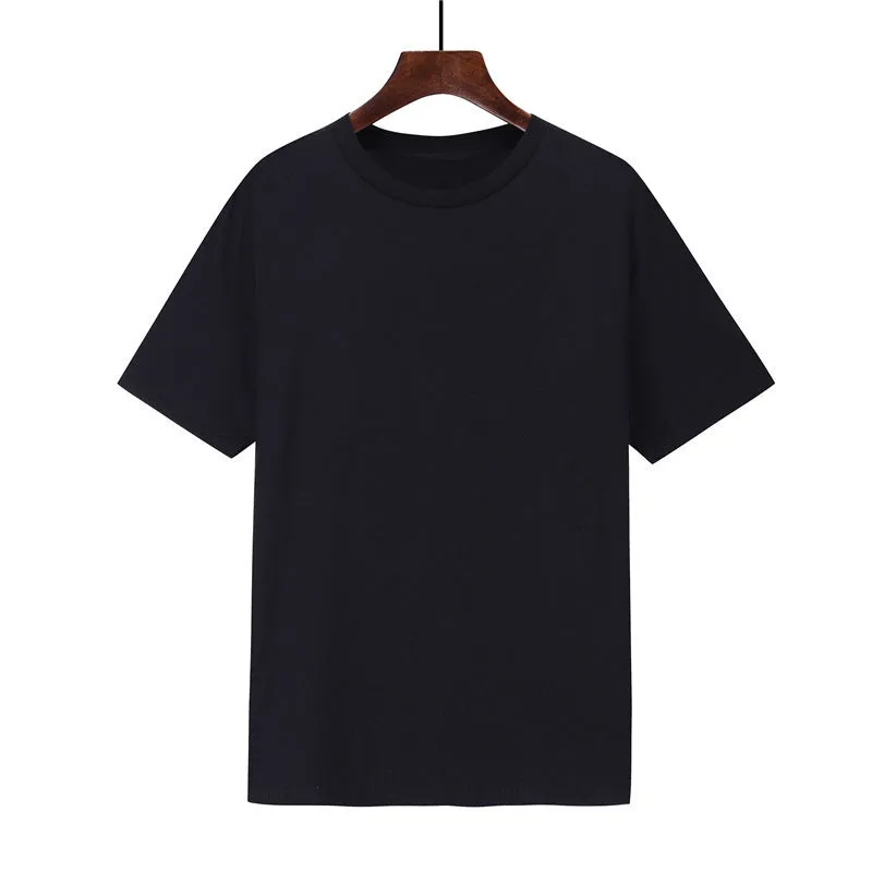Men's black cotton T-shirt with short sleeves and loose fit design on mannequin