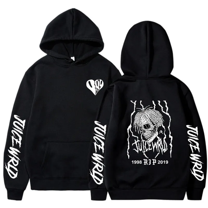 Unisex printed loose hoodie in cotton blend with long sleeves and loose fit shown in white