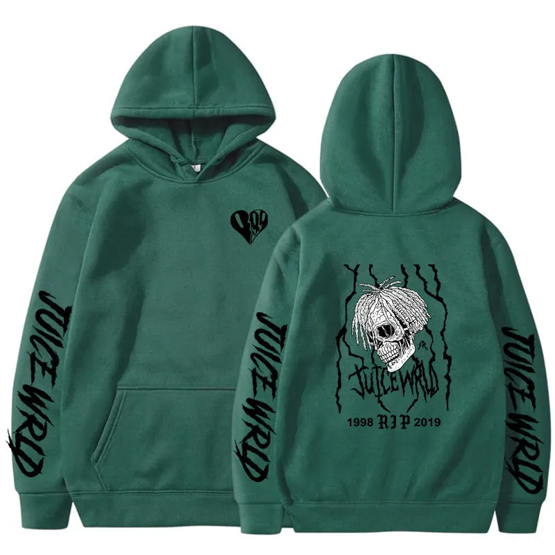 Unisex printed loose hoodie in cotton blend with long sleeves and loose fit shown in white