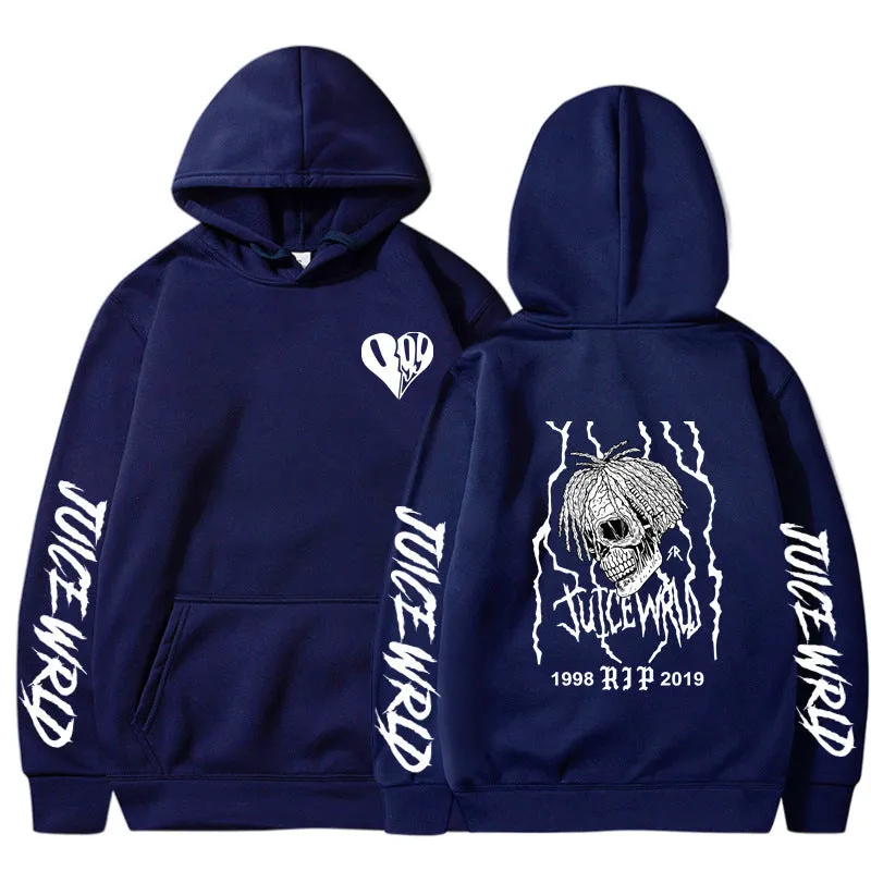 Unisex printed loose hoodie in cotton blend with long sleeves and loose fit shown in white