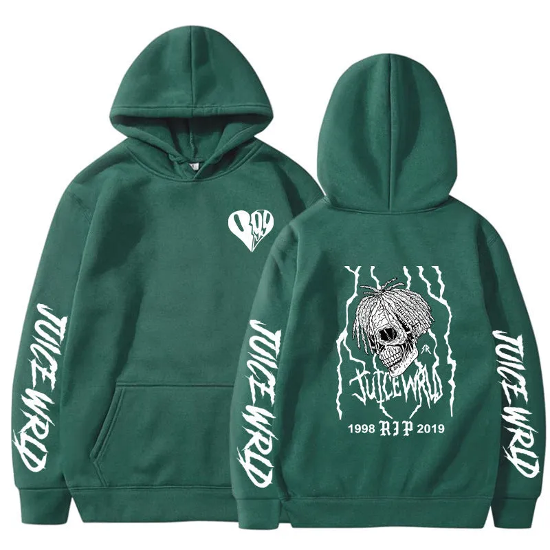 Unisex printed loose hoodie in cotton blend with long sleeves and loose fit shown in white