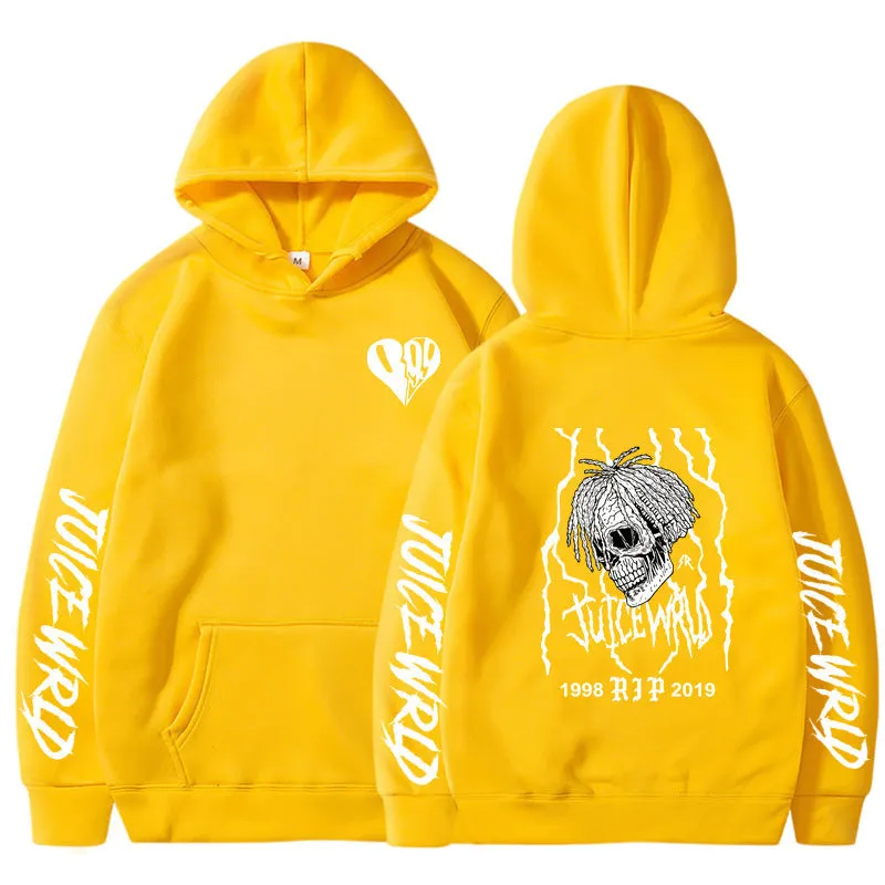 Unisex printed loose hoodie in cotton blend with long sleeves and loose fit shown in white
