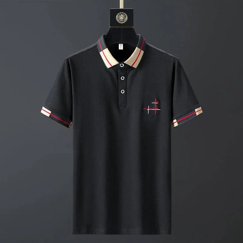 Mens slim fit short sleeve polo shirt with trendy shirt collar in black, grey, khaki, pink, and white colours