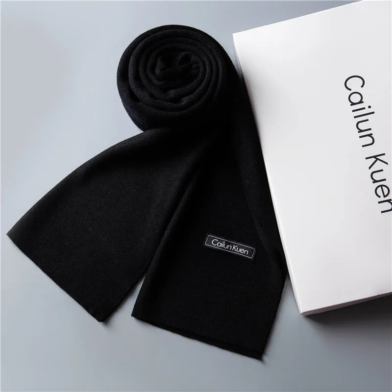 Men's wool knitted scarf with lattice pattern 180cm length 30cm width winter wrap