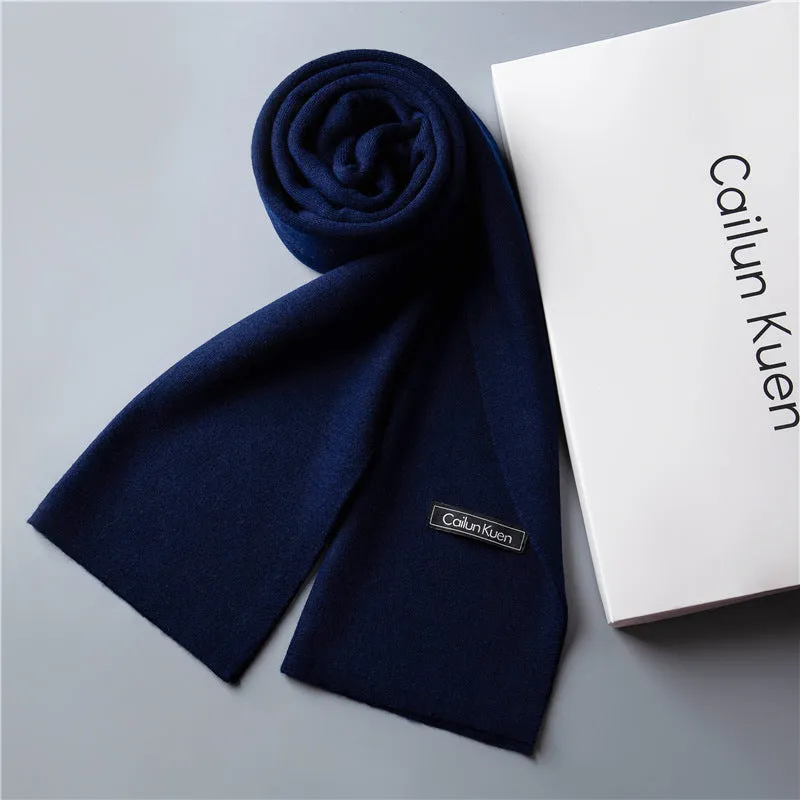 Men's wool knitted scarf with lattice pattern 180cm length 30cm width winter wrap