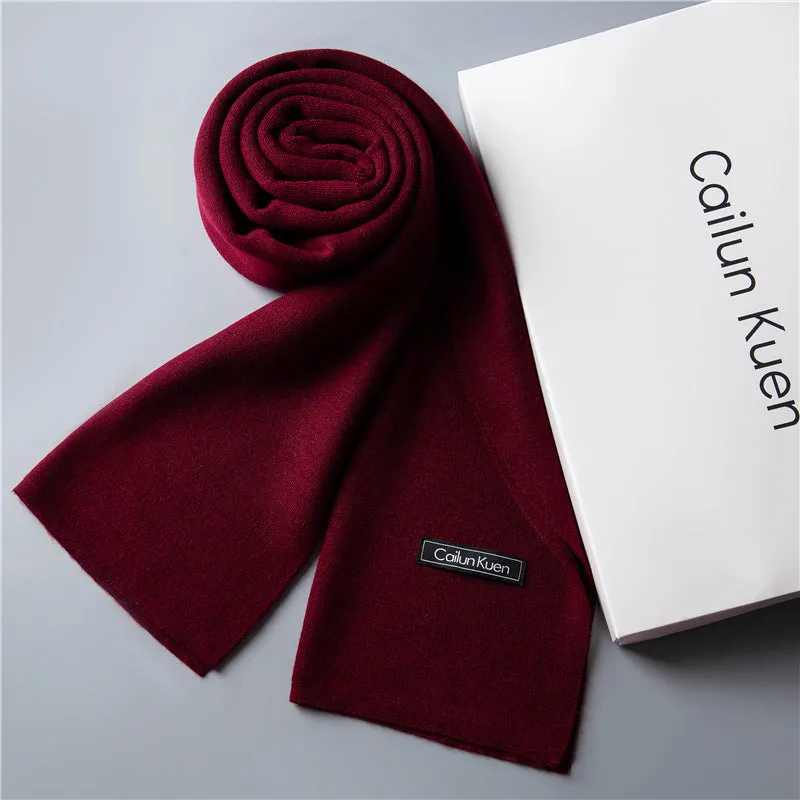 Men's wool knitted scarf with lattice pattern 180cm length 30cm width winter wrap