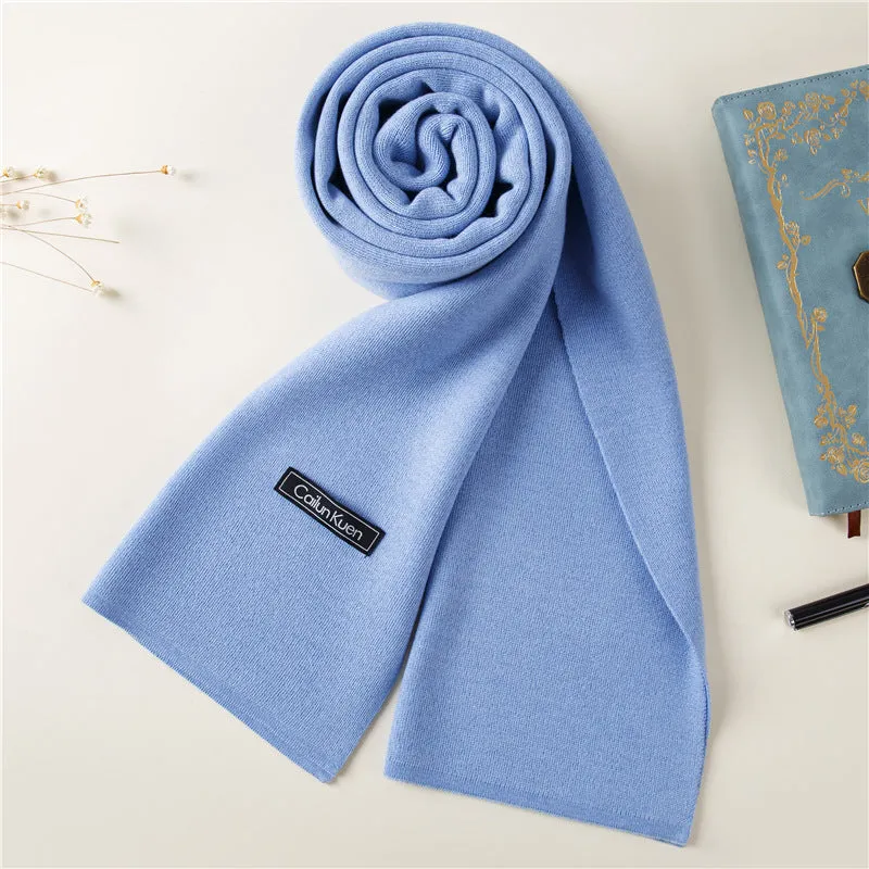 Men's wool knitted scarf with lattice pattern 180cm length 30cm width winter wrap