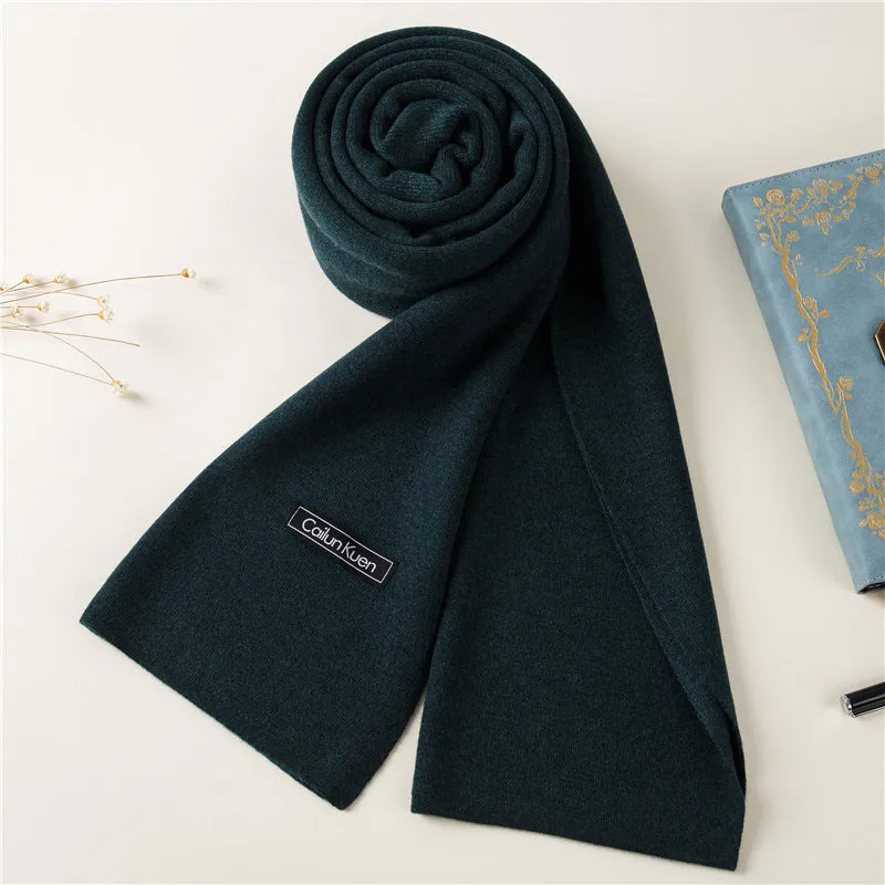 Men's wool knitted scarf with lattice pattern 180cm length 30cm width winter wrap