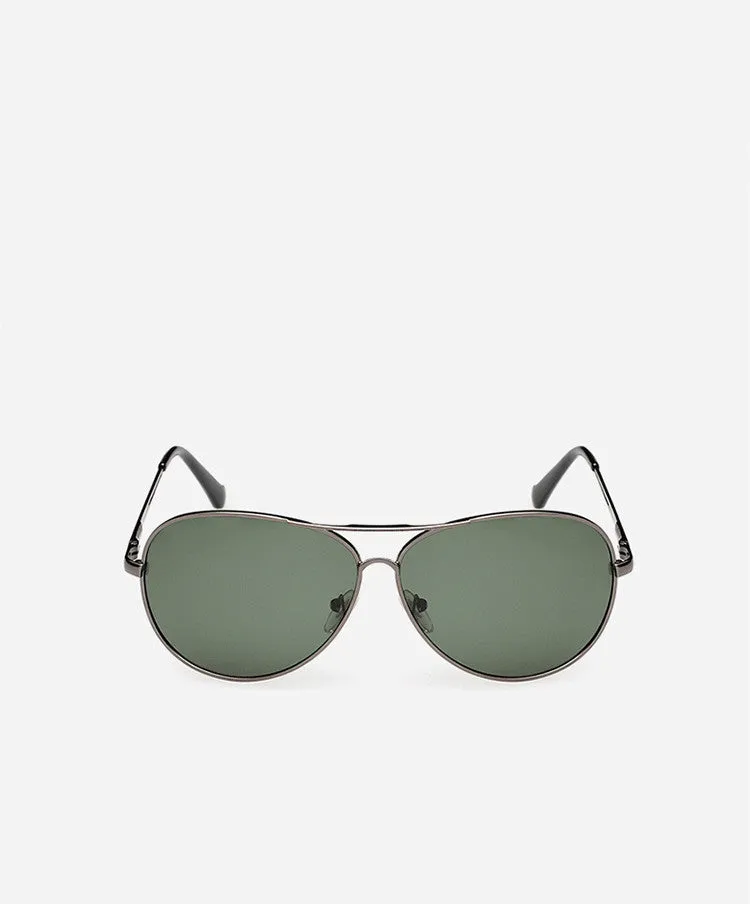 Metal frame polarised sunglasses in gun grey, 60mm lens width, temple length 140mm, for driving and travel