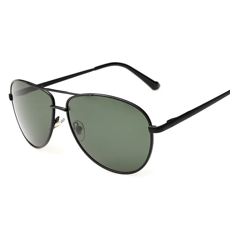 Metal frame polarised sunglasses in gun grey, 60mm lens width, temple length 140mm, for driving and travel