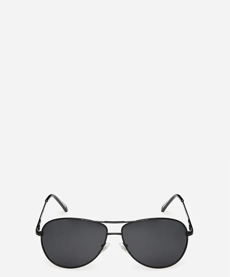 Metal frame polarised sunglasses in gun grey, 60mm lens width, temple length 140mm, for driving and travel