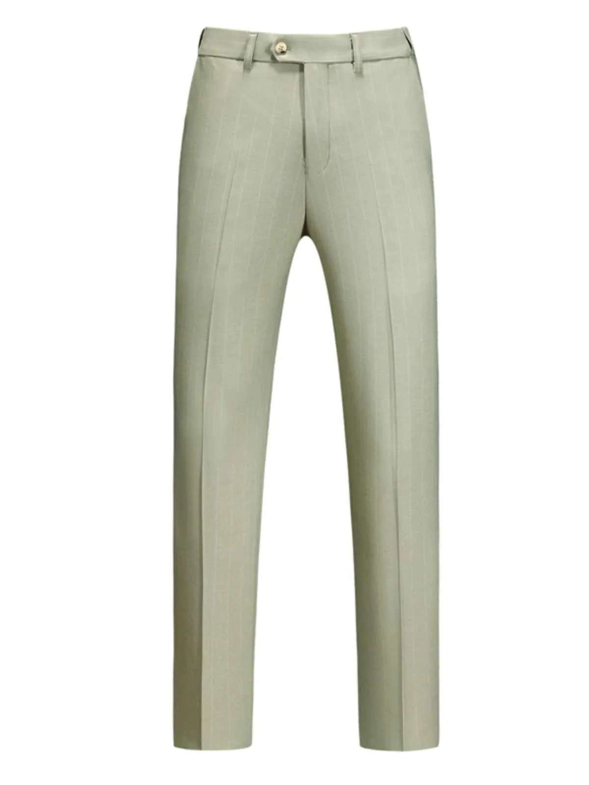 Men's three-piece light green business suit set with jacket, vest, and trousers, semi-hemp lining, flat collar