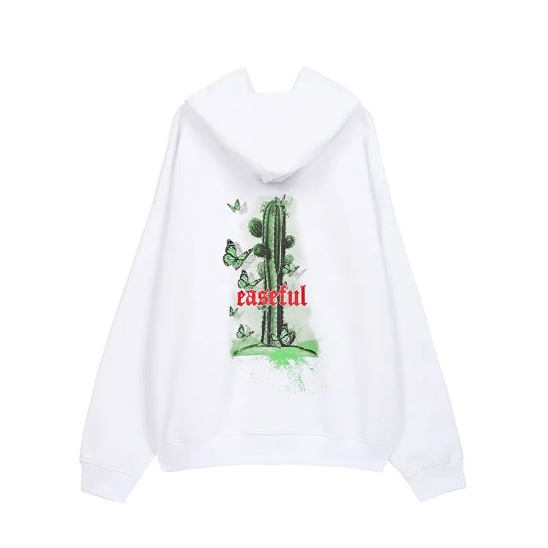 Cactus unisex 65% cotton hoodie in Black for casual leisure wear front view