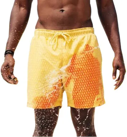 Thermochromic children's shorts in blue with colour-changing polyester fabric, solid colour design