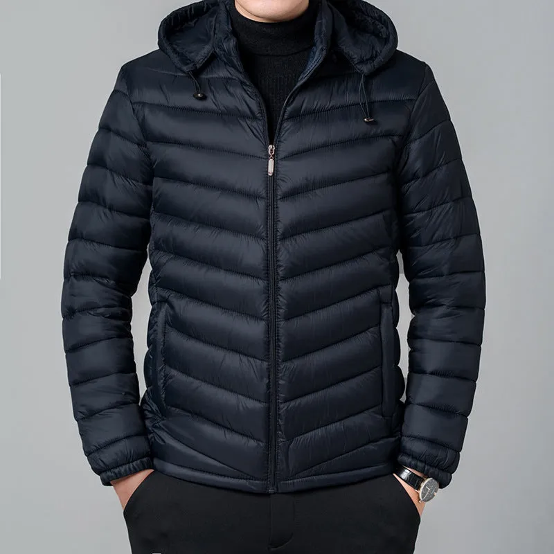 Polyester men's double-sided wear cotton jacket cardigan style in solid colour, loose fit winter coat