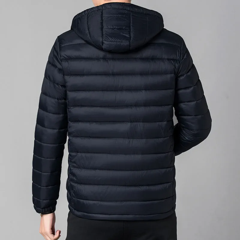 Polyester men's double-sided wear cotton jacket cardigan style in solid colour, loose fit winter coat
