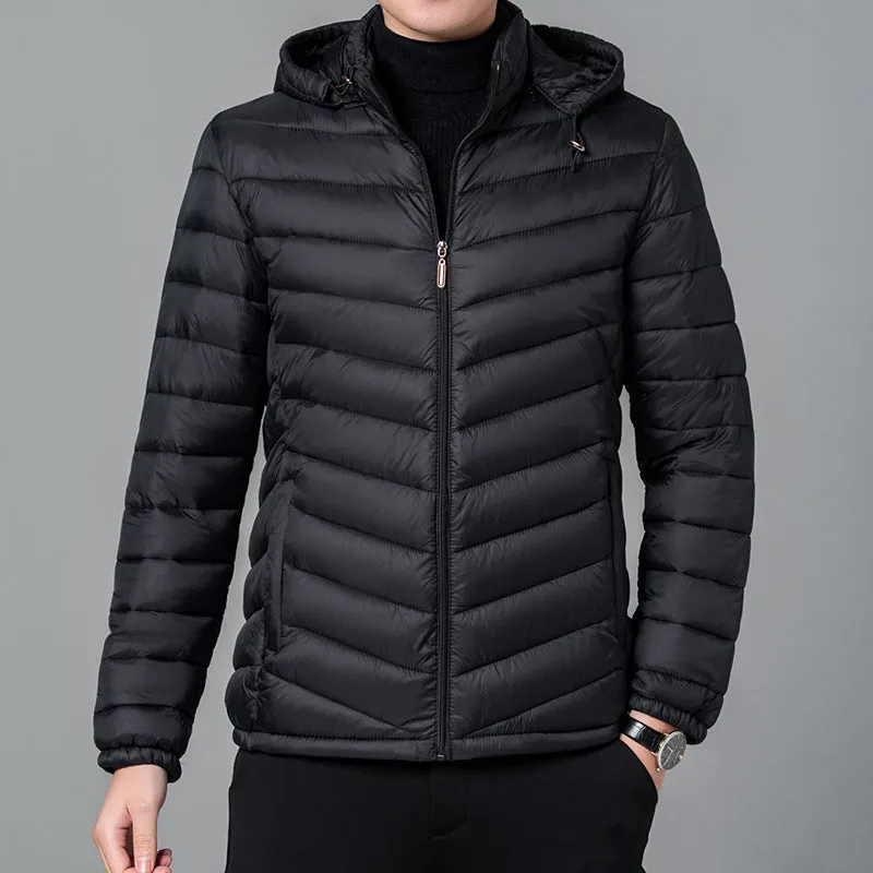 Polyester men's double-sided wear cotton jacket cardigan style in solid colour, loose fit winter coat