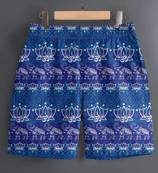 Men's casual polyester sports shorts in multiple patterns including stripes and camouflage designs