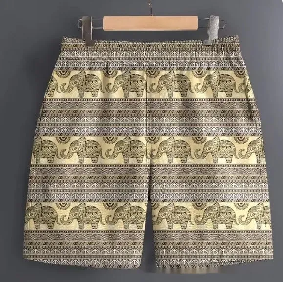 Men's casual polyester sports shorts in multiple patterns including stripes and camouflage designs
