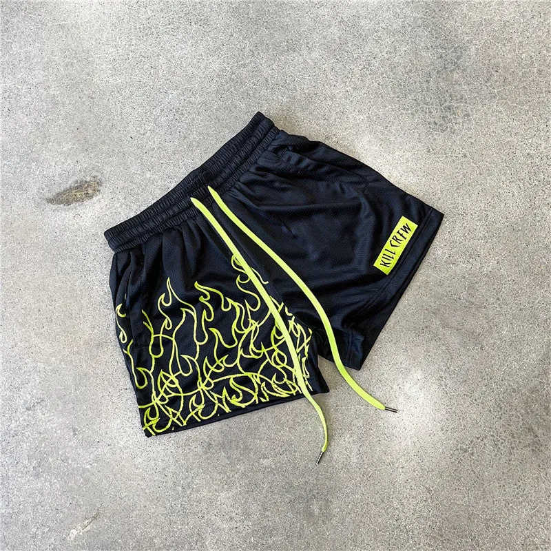 Men's mesh breathable sports fitness shorts in polyester with elasticated waist
