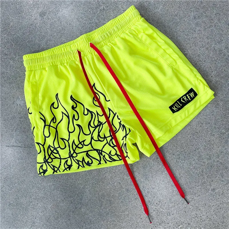Men's mesh breathable sports fitness shorts in polyester with elasticated waist