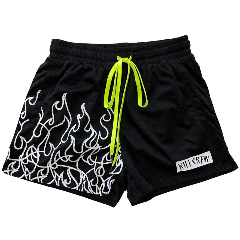 Men's mesh breathable sports fitness shorts in polyester with elasticated waist