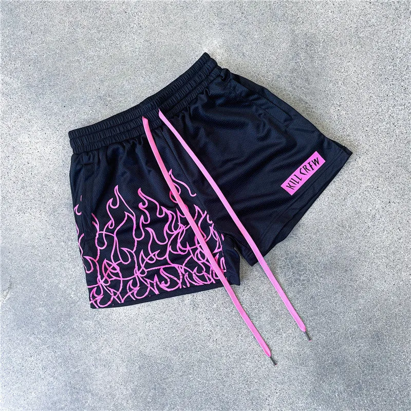 Men's mesh breathable sports fitness shorts in polyester with elasticated waist