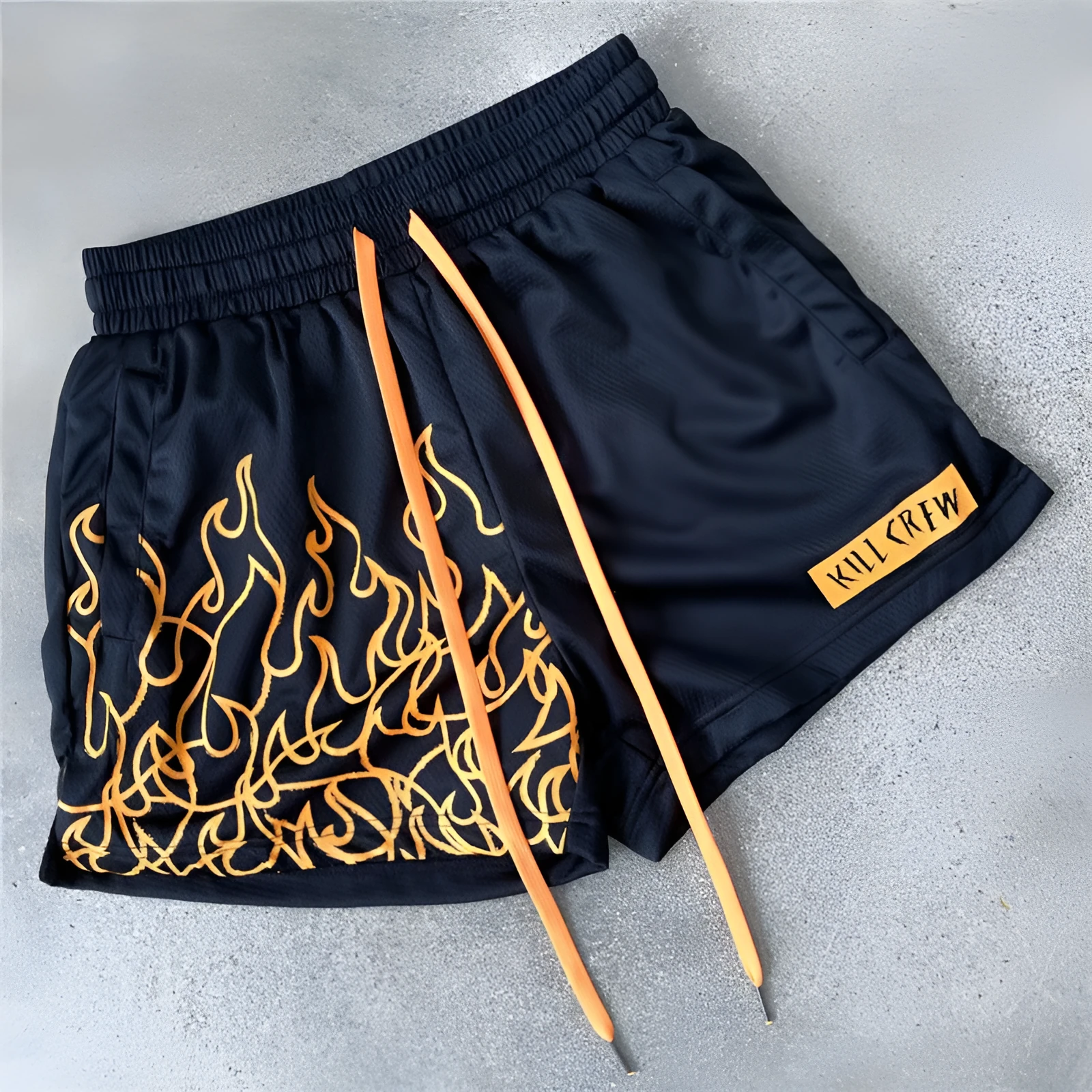 Men's mesh breathable sports fitness shorts in polyester with elasticated waist