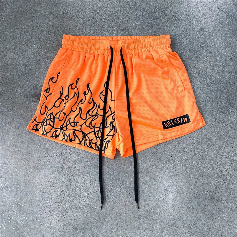 Men's mesh breathable sports fitness shorts in polyester with elasticated waist