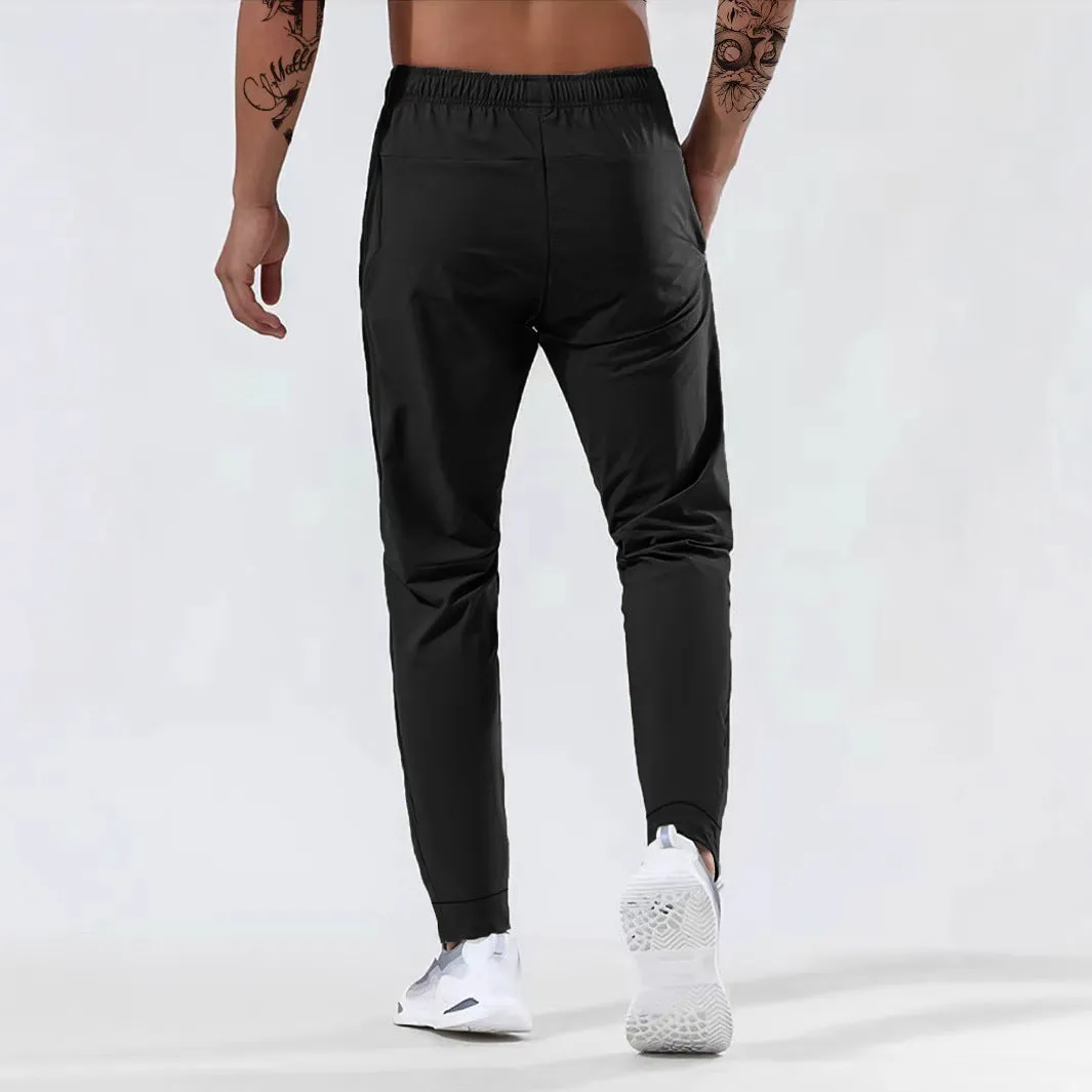 Men's jogging sports pants in nylon blend, mid waist loose fit, available in black gray khaki blue sizes L to 7XL