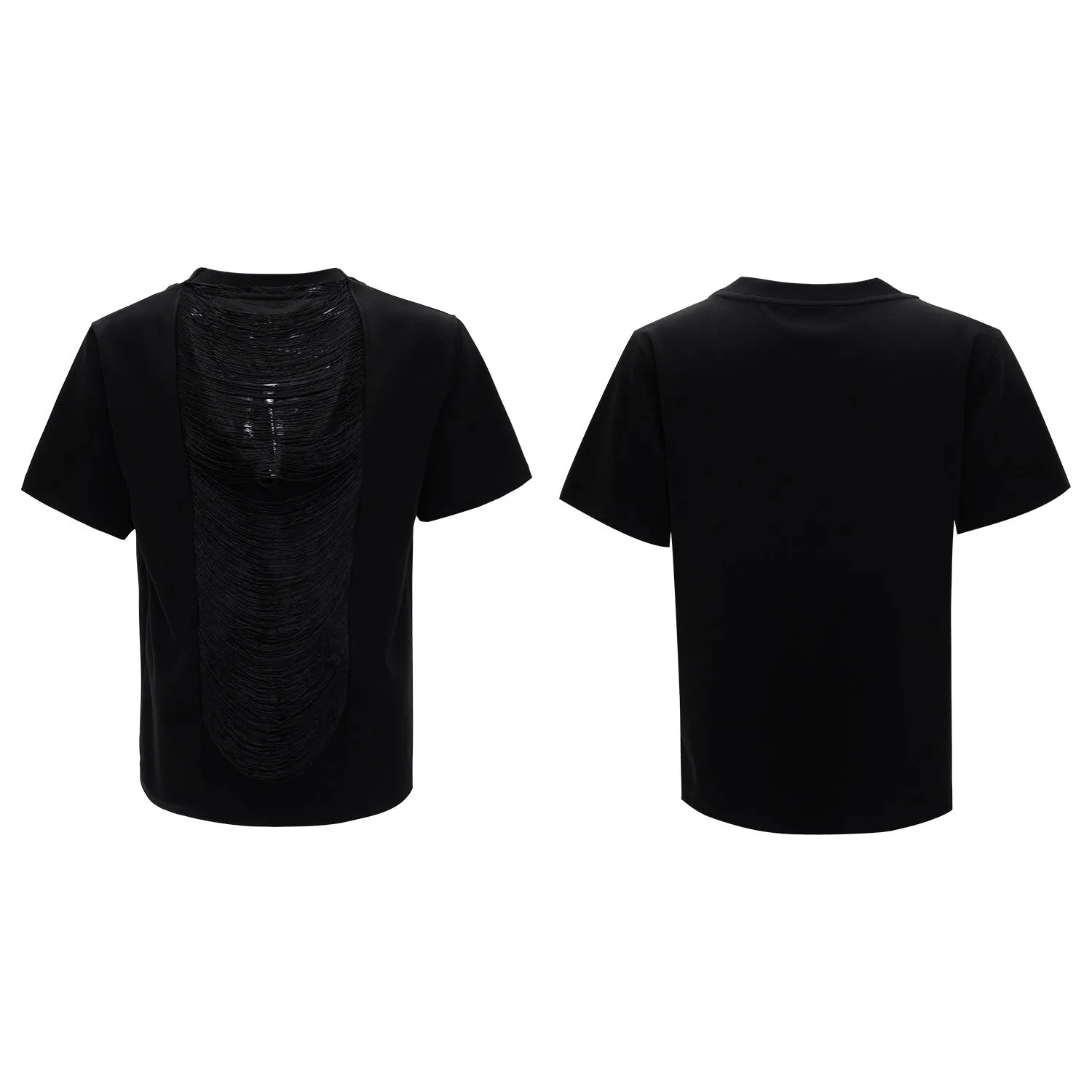 Men's drum black loose fit polyester t-shirt with three-dimensional cutting and short sleeves
